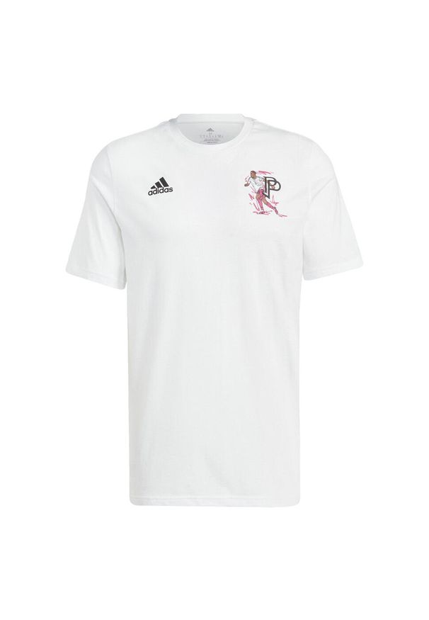 Adidas - Pogba Icon Graphic Tee. Kolor: biały. Materiał: bawełna. Sport: piłka nożna