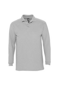 SOL'S - Męska Koszulka Polo Z Długim Rękawem Winter II Melange. Typ kołnierza: polo. Kolor: szary. Długość rękawa: długi rękaw. Długość: długie