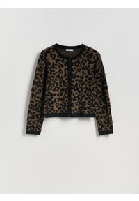 Reserved - Kardigan w panterkę - wielobarwny. Materiał: dzianina, wełna. Wzór: motyw zwierzęcy #1
