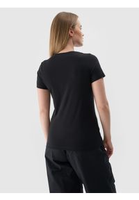 4f - 4F T-shirt slim z nadrukiem damski - czarny M. Okazja: na co dzień. Kolor: czarny. Materiał: dzianina, materiał, jersey. Wzór: nadruk. Styl: klasyczny, sportowy, casual