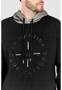 La Martina - LA MARTINA Czarna bluza męska z kapturem, Rozmiar XL. Typ kołnierza: kaptur. Kolor: czarny #6