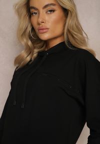 Renee - Czarna Bluza Ozdobiona Drobnymi Cyrkoniami i Sznurkami Vanreil. Kolor: czarny. Wzór: aplikacja #5