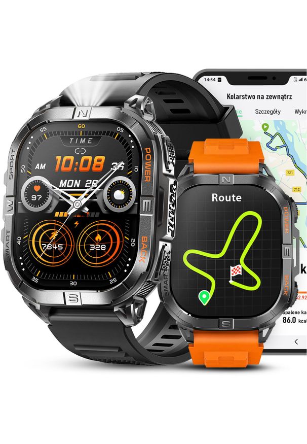 JG Smart - SMARTWATCH ZEGAREK MĘSKI GPS WODOODPORNY LATARKA ROZMOWY DWA PASKI MENU PL. Rodzaj zegarka: smartwatch