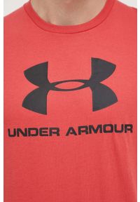 Under Armour t-shirt męski kolor bordowy z nadrukiem 1329590-100. Kolor: czerwony. Wzór: nadruk #2