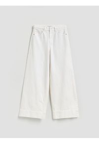 Reserved - Jeansy wide leg z ozdobną wstawką - biały. Kolor: biały #1