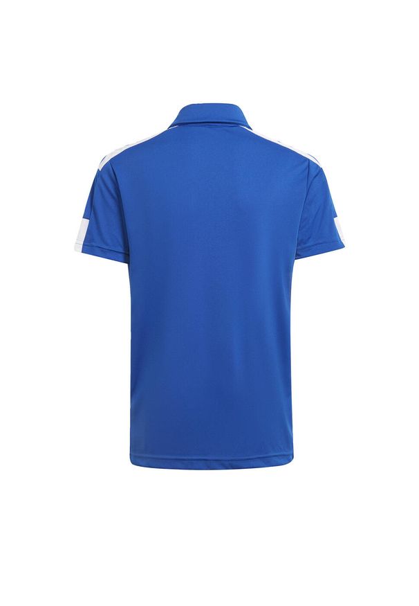 Koszulka polo piłkarska dla dzieci Adidas Squadra 21. Typ kołnierza: polo. Kolor: biały, wielokolorowy, niebieski