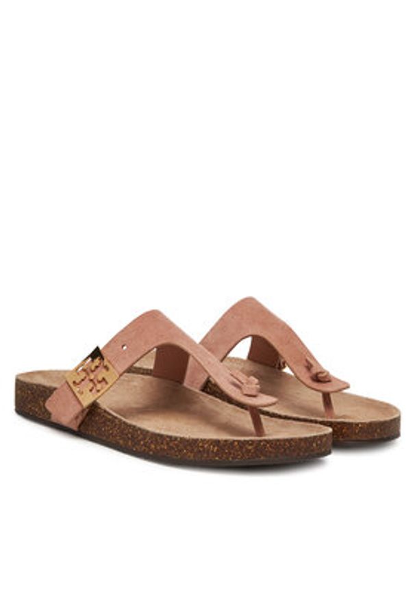 Tory Burch Japonki 150910 Beżowy. Kolor: beżowy. Materiał: zamsz, skóra