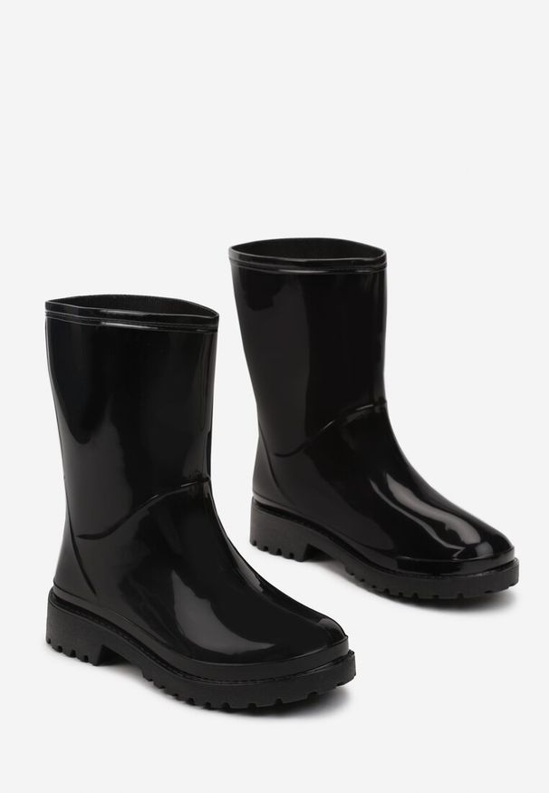 Born2be - Czarne Kalosze do Połowy Łydki Piatti. Kolor: czarny