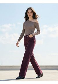 Sinsay - Jeansy wide leg - bordowy. Kolor: czerwony #1