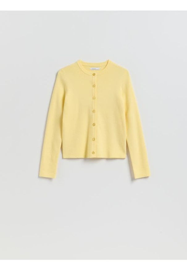 Reserved - Kardigan z dodatkiem modalu - jasnożółty. Kolor: żółty. Materiał: dzianina