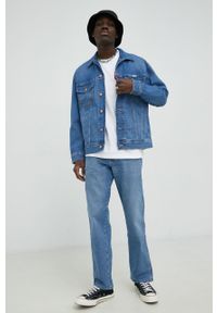 Wrangler kurtka jeansowa męska kolor niebieski przejściowa oversize. Kolor: niebieski. Materiał: jeans #4