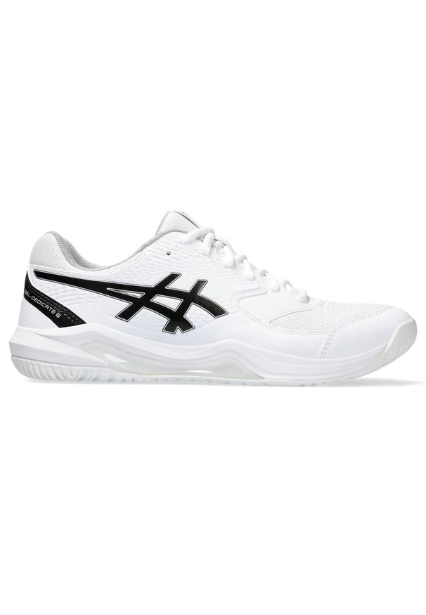 Buty do tenisa Asics Gel-Dedicate 8. Zapięcie: sznurówki. Kolor: biały, wielokolorowy, czarny. Materiał: materiał, syntetyk, tkanina. Szerokość cholewki: normalna. Sport: tenis