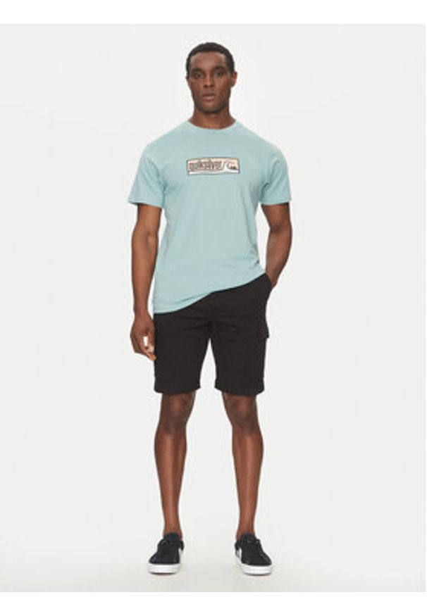Quiksilver T-Shirt EQYZT08040 Turkusowy Regular Fit. Kolor: turkusowy. Materiał: bawełna