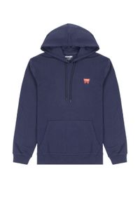 Wrangler - WRANGLER SIGN OFF HOODIE MĘSKA BLUZA Z KAPTUREM NIEROZPINANA REAL NAVY W651I3XW4. Typ kołnierza: kaptur #3