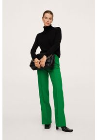 mango - Mango - Spodnie Maca. Stan: podwyższony. Kolor: zielony. Materiał: włókno #6