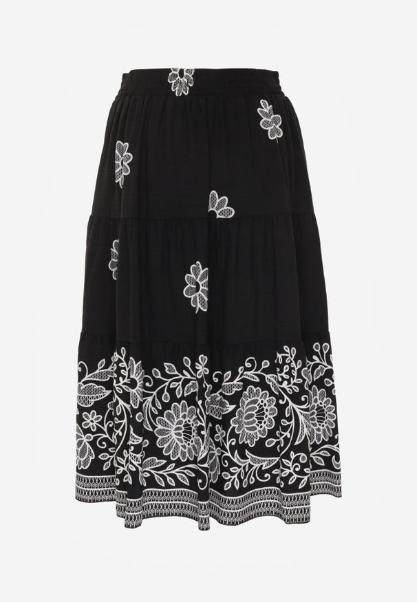 Born2be - Czarna Rozkloszowana Spódnica z Wiskozy w Kwiatowy Wzór Masterore. Okazja: do pracy, na co dzień. Kolor: czarny. Materiał: wiskoza. Wzór: kwiaty. Styl: casual