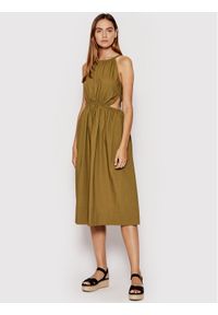 Sisley Sukienka letnia 4JOZLV00U Brązowy Regular Fit. Kolor: brązowy. Materiał: bawełna. Sezon: lato