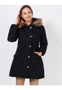 Unisono - KURTKA OCIEPLANA - PARKA G6925 NERO. Materiał: materiał, poliester