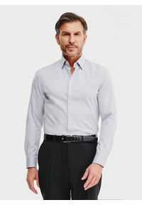 Pako Lorente - PAKO LORENTE – Gładka koszula męska w kolorze szarym. Kolor: szary, beżowy, niebieski, wielokolorowy. Materiał: bawełna. Długość rękawa: długi rękaw. Długość: długie. Wzór: gładki #1