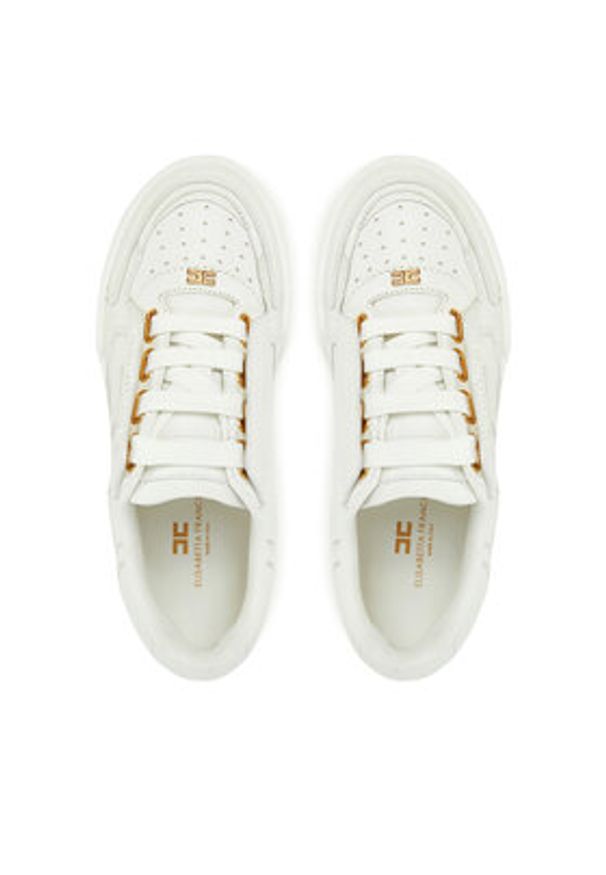 Elisabetta Franchi Sneakersy SA-48G-51E2-V420 Biały. Kolor: biały. Materiał: skóra