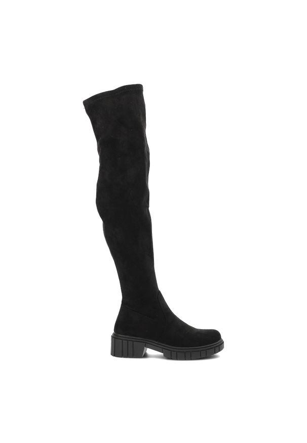 Czarne Kozaki S.Barski Modne Obuwie Damskie. Okazja: na co dzień. Wysokość cholewki: za kolano. Kolor: czarny. Materiał: materiał. Styl: casual, elegancki