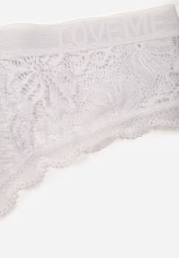 Renee - Jasnoszare Majtki Stringi Ozdobione Koronką z Bawełną Meniliphis. Kolor: szary. Materiał: koronka, bawełna. Wzór: koronka, aplikacja #2