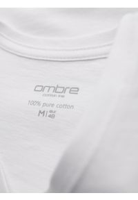 Ombre Clothing - Klasyczna męska bawełniana koszulka z dekoltem w serek BASIC – biała V4 OM-TSBS-0237 - XXL. Typ kołnierza: dekolt w serek. Kolor: biały. Materiał: bawełna. Styl: klasyczny #5