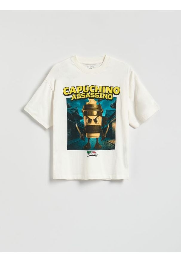 Reserved - Capuchino Assassino - złamana biel. Materiał: dzianina, bawełna