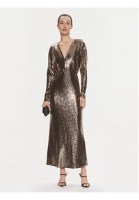 ViCOLO Sukienka wieczorowa FR0011 Brązowy Regular Fit. Kolor: brązowy. Materiał: syntetyk. Styl: wizytowy
