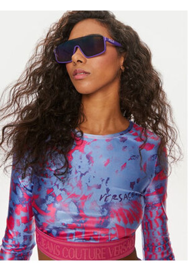 Versace Jeans Couture Bluzka 76HAH218 Kolorowy Slim Fit. Materiał: syntetyk. Wzór: kolorowy
