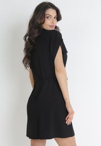 Born2be - Czarna Sukienka Priaphelous. Kolor: czarny. Materiał: bawełna, tkanina. Długość rękawa: krótki rękaw. Wzór: aplikacja. Typ sukienki: rozkloszowane, koszulowe. Długość: mini #5