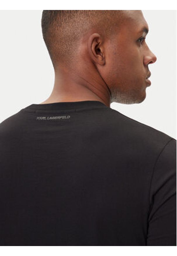 Karl Lagerfeld - KARL LAGERFELD T-Shirt 755066 554242 Czarny Regular Fit. Typ kołnierza: dekolt w karo. Kolor: czarny. Materiał: bawełna