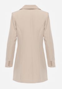 Renee - Ciemnobeżowa Sukienka w Stylu Marynarki z Usztywnionymi Ramionami Ozdobiona Kwiatami 3D Nelorien. Okazja: na co dzień. Kolor: beżowy. Wzór: kwiaty, aplikacja. Styl: casual, elegancki #6