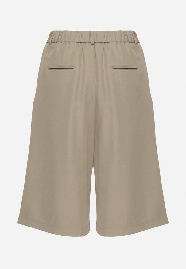 Born2be - Jasnozielone Szorty Bermudy o Szerokim Kroju z Zakładkami Sondira. Okazja: na co dzień, na spotkanie biznesowe. Kolor: zielony. Materiał: materiał. Sezon: lato. Styl: biznesowy, casual, elegancki