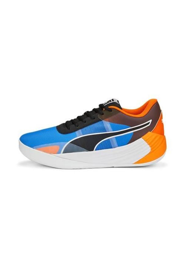 Buty koszykarskie męskie Puma Fusion Nitro Team. Kolor: wielokolorowy, niebieski. Materiał: materiał, syntetyk. Szerokość cholewki: normalna. Sport: koszykówka