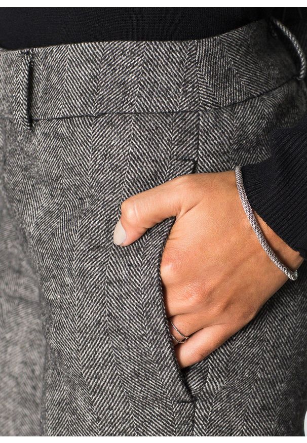 bonprix - Spodnie z szerokimi nogawkami. Kolekcja: petite. Kolor: szary. Materiał: materiał, wełna. Styl: elegancki