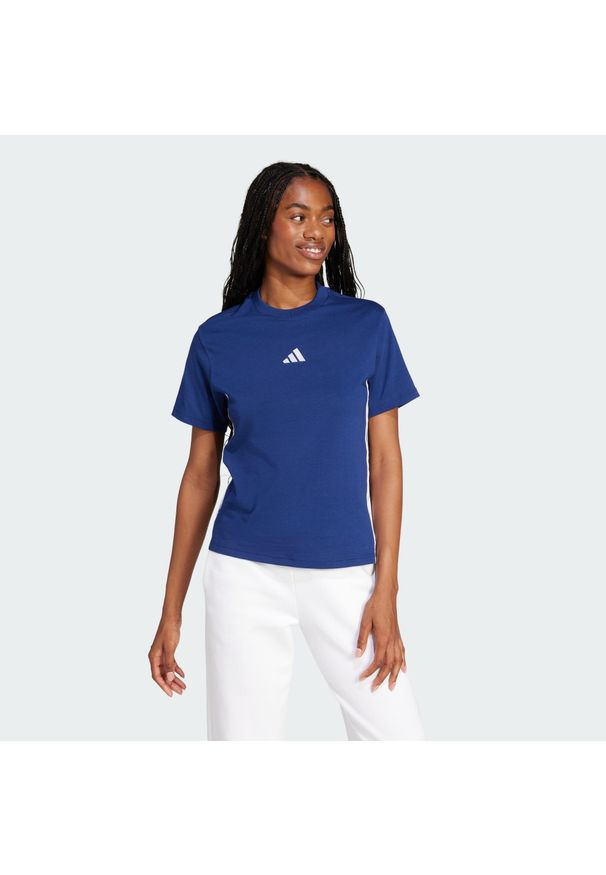 Adidas - Koszulka Essentials 3-Stripes Cotton. Kolor: niebieski, biały, wielokolorowy. Materiał: bawełna. Sport: fitness