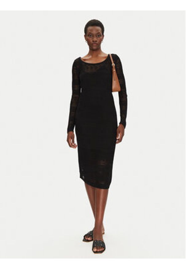 Morgan Sukienka dzianinowa 251-RMPIMA M Czarny Slim Fit. Kolor: czarny. Materiał: wiskoza
