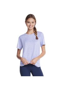 skechers - Koszulka Skechers GODRI SWIFT TEE, Kobiety. Kolor: niebieski. Materiał: poliester, materiał