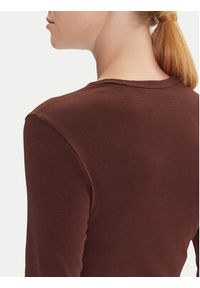 Tommy Jeans Bluzka Essential DW0DW17387 Brązowy Slim Fit. Kolor: brązowy. Materiał: bawełna #3