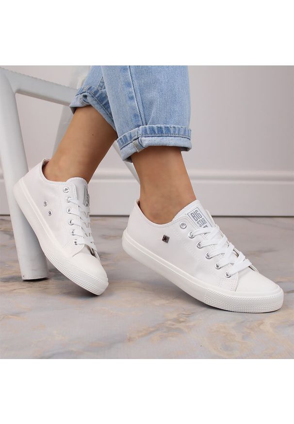Big-Star - Białe tenisówki półtrampki eko skóra Big Star V274869. Kolor: biały. Materiał: skóra ekologiczna. Sezon: lato. Styl: klasyczny