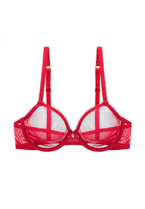 Intica - Biustonosz z siateczki z delikatnymi detalami Gunhilde. Kolor: czerwony. Materiał: materiał