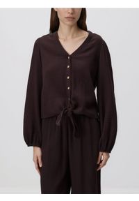 Reserved - Muślinowa koszula z wiązaniem - ciemnobrązowy. Kolor: brązowy #1
