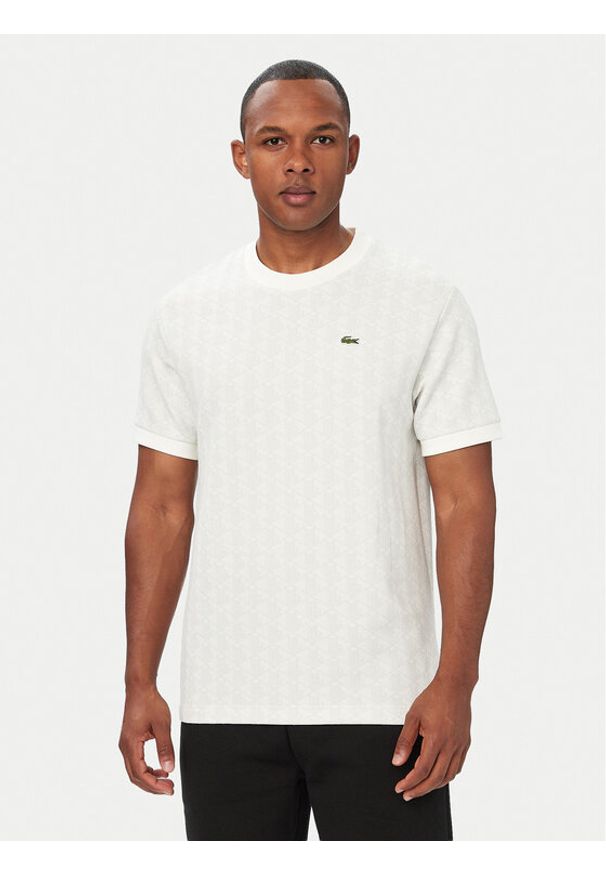 Lacoste T-Shirt TH1197 Beżowy Regular Fit. Kolor: beżowy