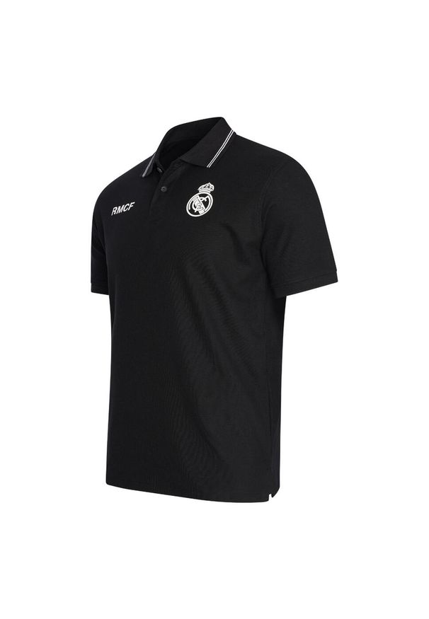 Real Madrid polo męskie. Typ kołnierza: polo. Kolor: czarny. Materiał: bawełna