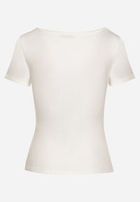 Born2be - Biały T-shirt z Bawełny z Okrągłym Dekoltem Efruna. Okazja: na co dzień. Kolor: biały. Materiał: bawełna. Styl: elegancki, casual #4