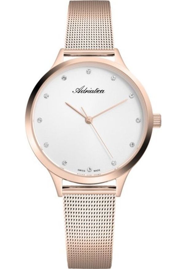 Zegarek Adriatica Zegarek damski Adriatica A3572.9143Q CYRKONIE różowe złoto. Kolor: złoty, wielokolorowy, różowy