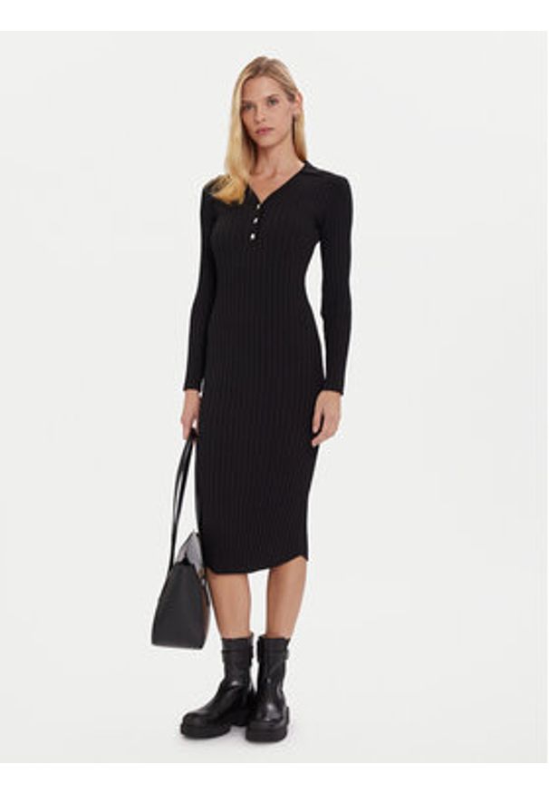 Morgan Sukienka dzianinowa 252-RMEXAS Czarny Slim Fit. Kolor: czarny. Materiał: syntetyk