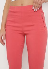 Born2be - Różowe Spodnie o Długości 3/4 z Elastyczną Gumką w Pasie i Wiązaniem Cidasara. Kolor: różowy #3