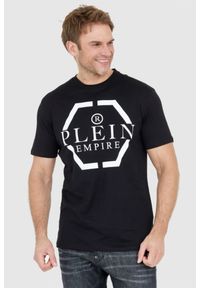 Philipp Plein - PHILIPP PLEIN Czarny t-shirt męski z logo, Rozmiar M. Kolor: czarny